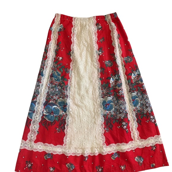 Tumbleweeds True Vintage Floral Lace Prairie Cottagecore Maxi Skirt - Picture 5 of 10